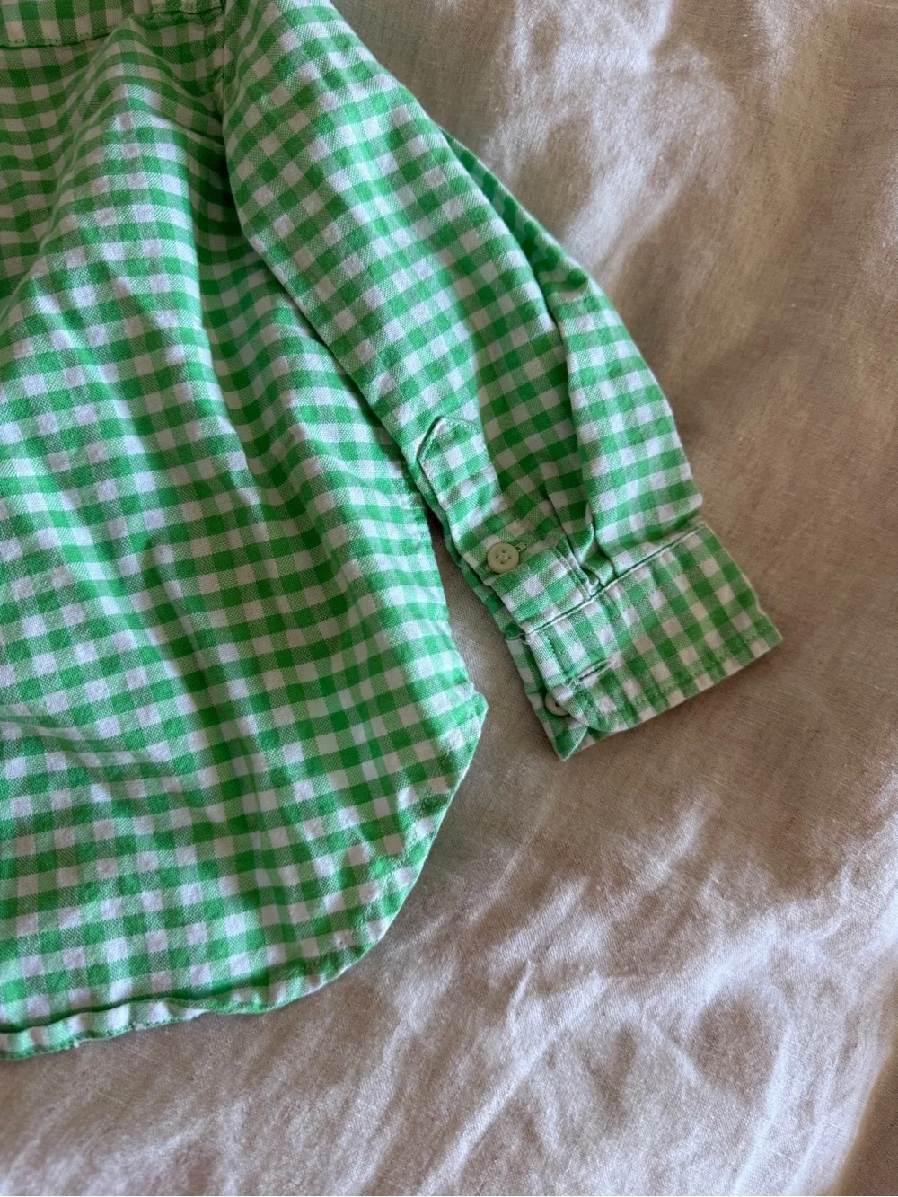 Ralph Lauren Green & White Gingham Button-Down Shirt for Kids